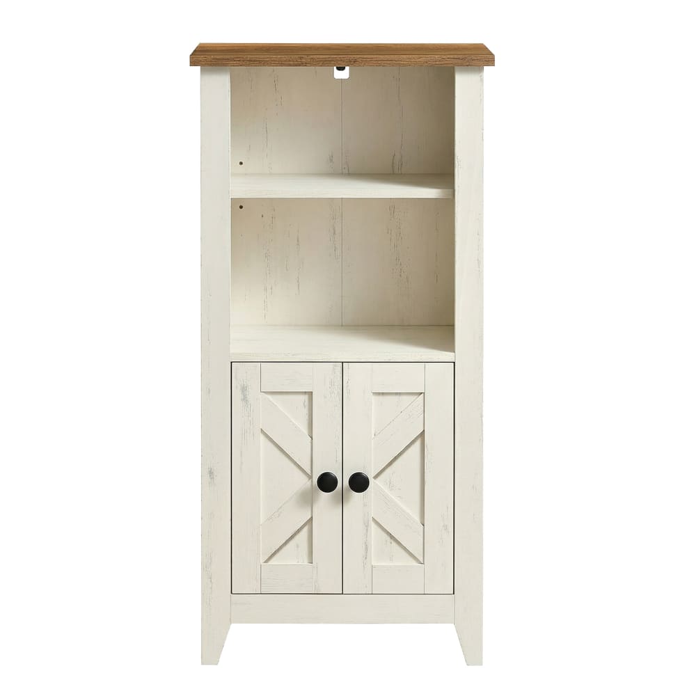 Colonne salle de bain compartiments ouverts portes MDF blanc et marron — Beyit