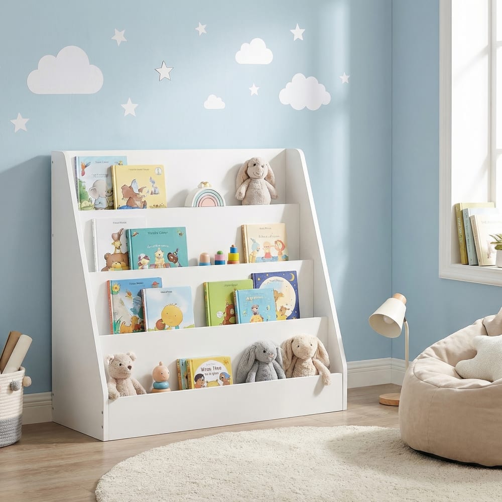 SONGMICS - Bibliothèque pour enfant à 4 niveaux à livres 30 x 60 x 60 cm blanc