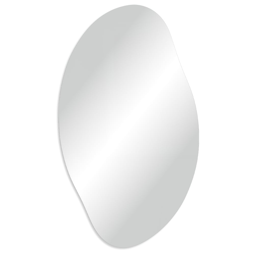 Miroir mural asymétrique forme pétale pour salle de bain 85 x 50 cm