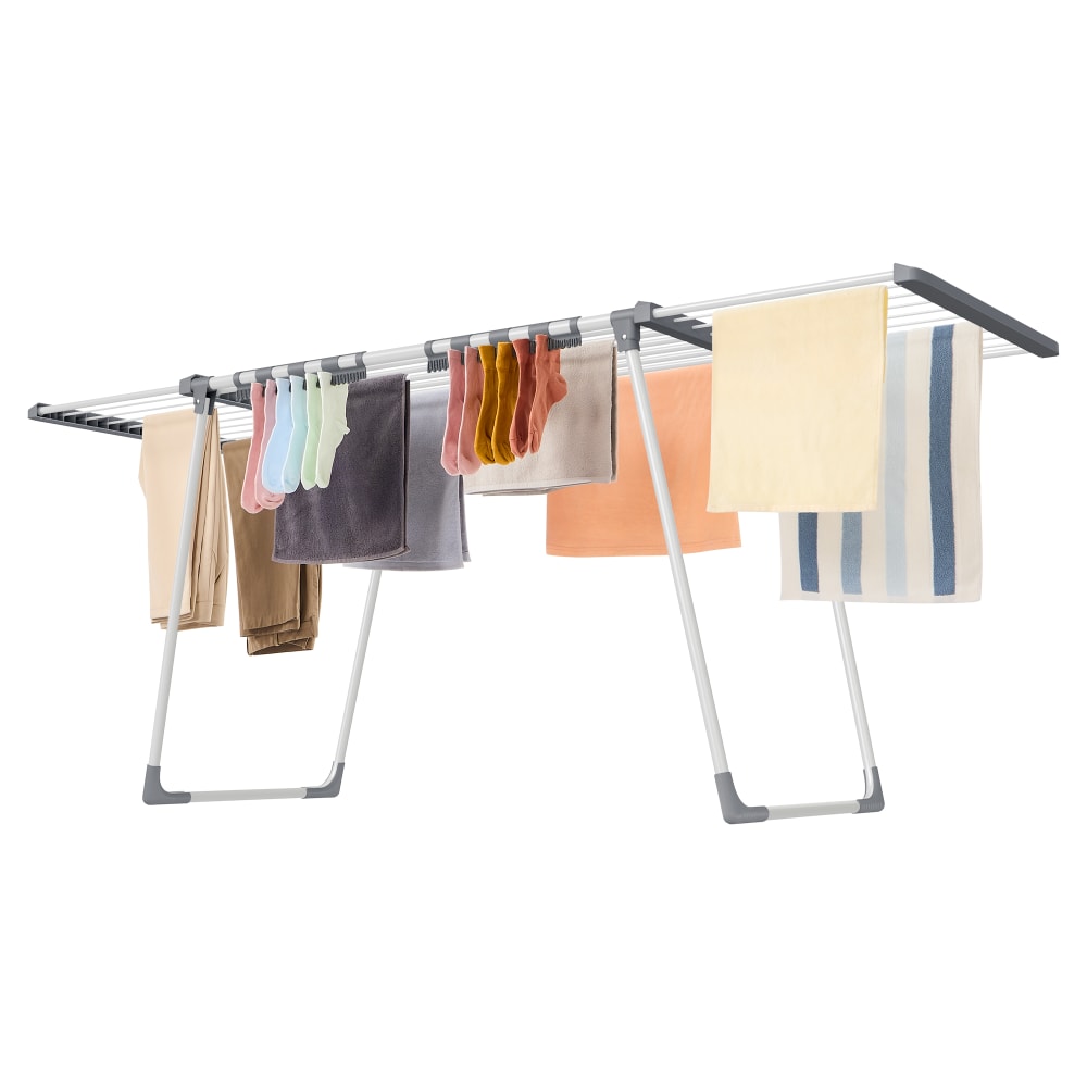 Étendoir à linge pliable avec porte-chaussette gris en acier — vue 3