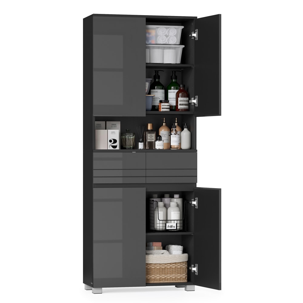 Colonnes de salle de bain avec étagères réglables panneau MDF noir — Beyit