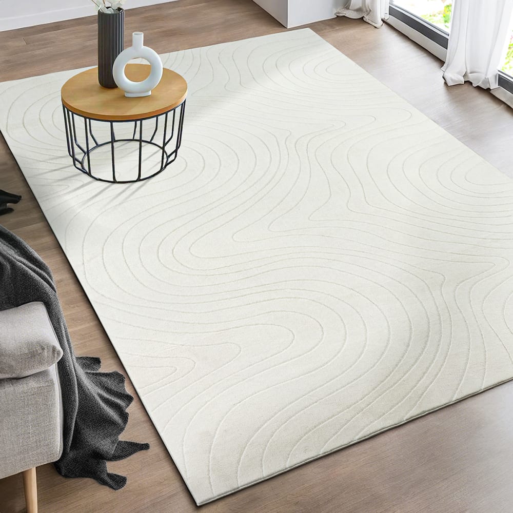 Tapis salon antidérapant océan, crème, 120 x 160 cm — vue 3