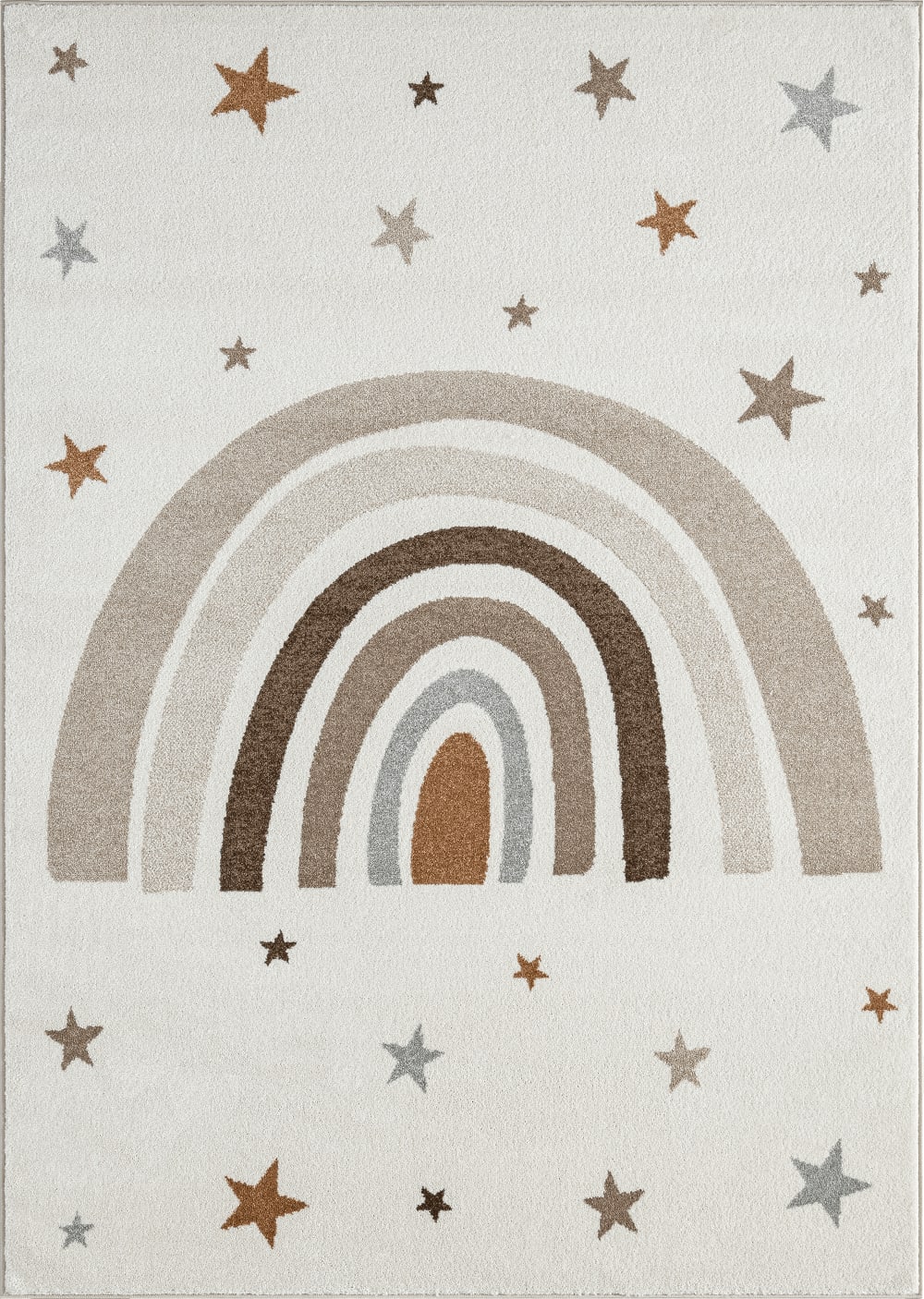 The carpet Teppich Kinder modern Regenbogen Sterne, creme, 120 x 170 cm style modern BEIGE Öko-Tex Zertifikat PP - POLYPROPYLEN Kinder