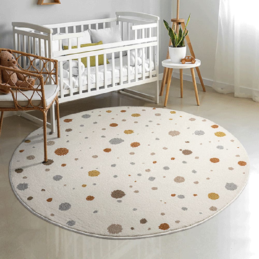 The carpet Teppich Kinder modern Baby Mädchen Junge, creme, 120 cm rund style modern BEIGE Öko-Tex Zertifikat PP - POLYPROPYLEN Kinder