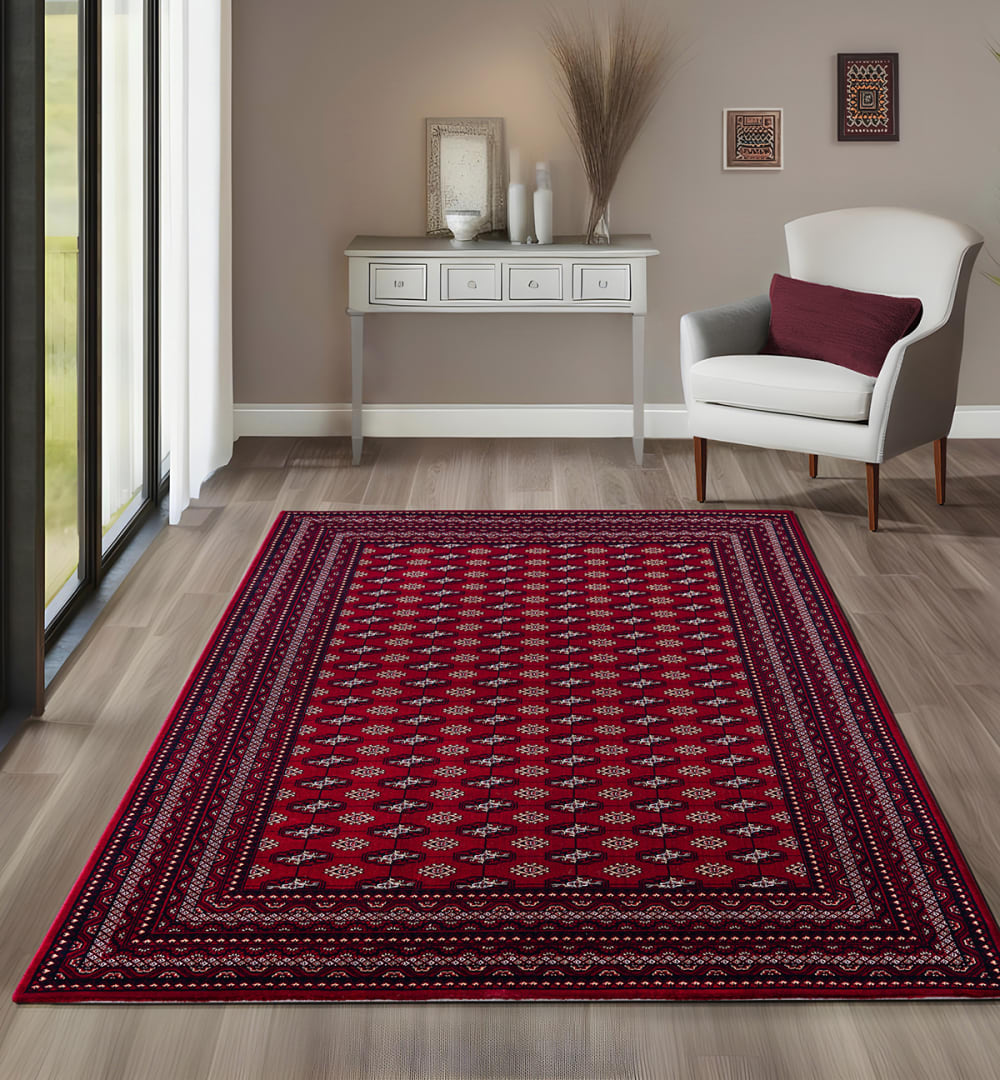 Tapis velours court ornement oriental, rouge, 240 x 340 cm — vue 3