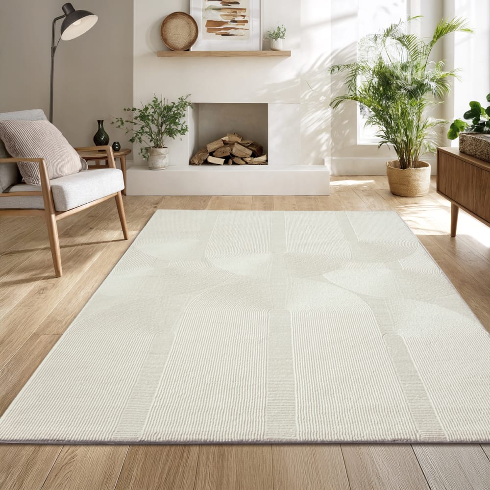 Tapis design salon moderne art curve durable, crème, 120 x 170 cm — vue 3