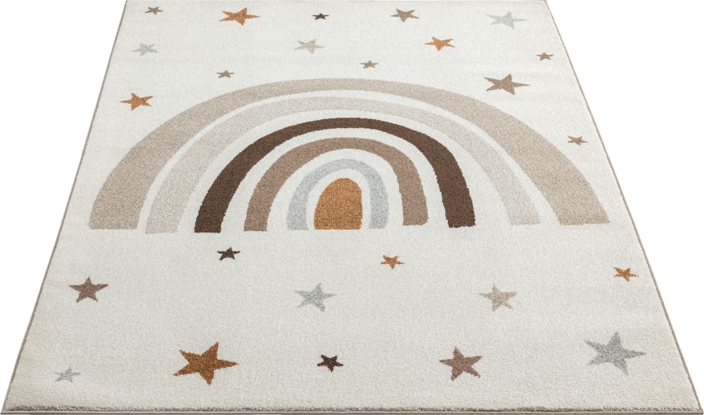 Teppich Kinder modern Regenbogen Sterne Pastell, creme, 80 x 150
