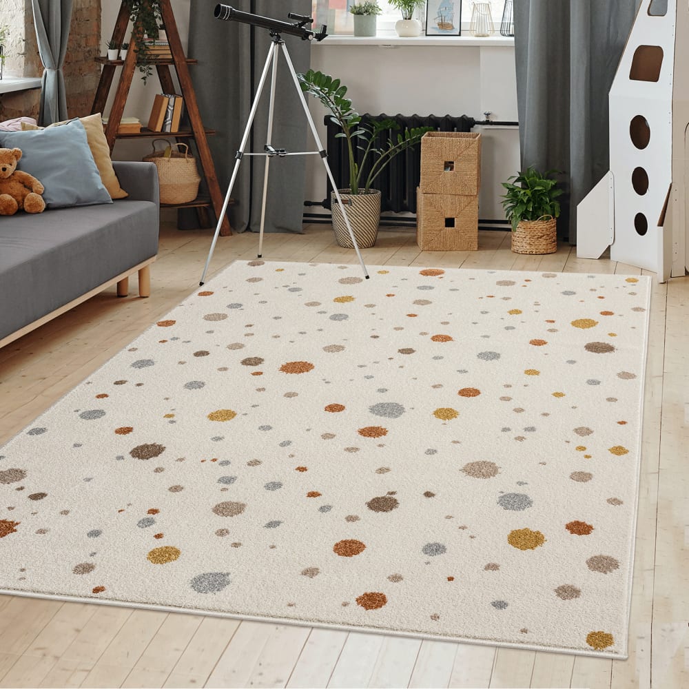 The carpet Teppich Kinder modern Baby Mädchen Junge, creme, 80 x 150 cm style modern BEIGE Öko-Tex Zertifikat PP - POLYPROPYLEN Kinder