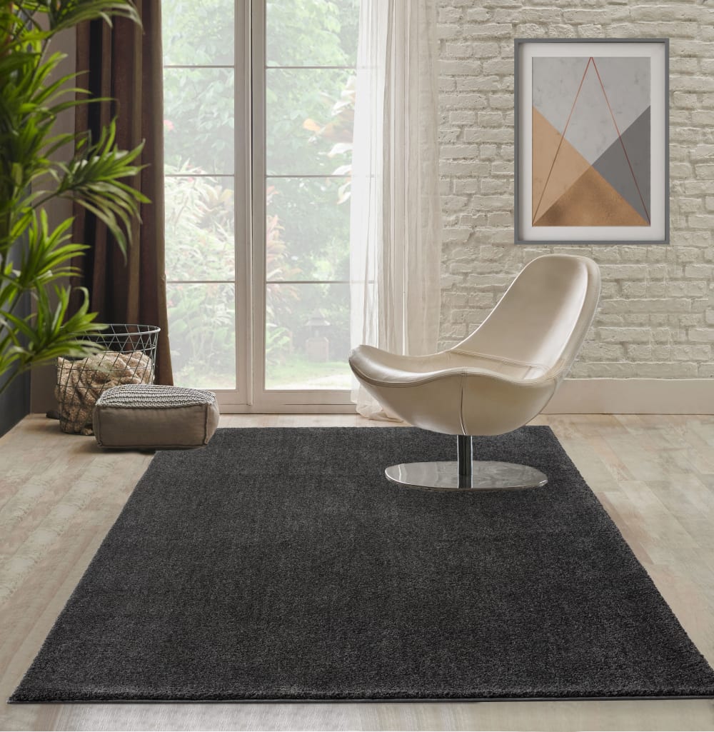 Tapis salon moderne poils courts, anthracite, 160 x 230 cm — vue 3