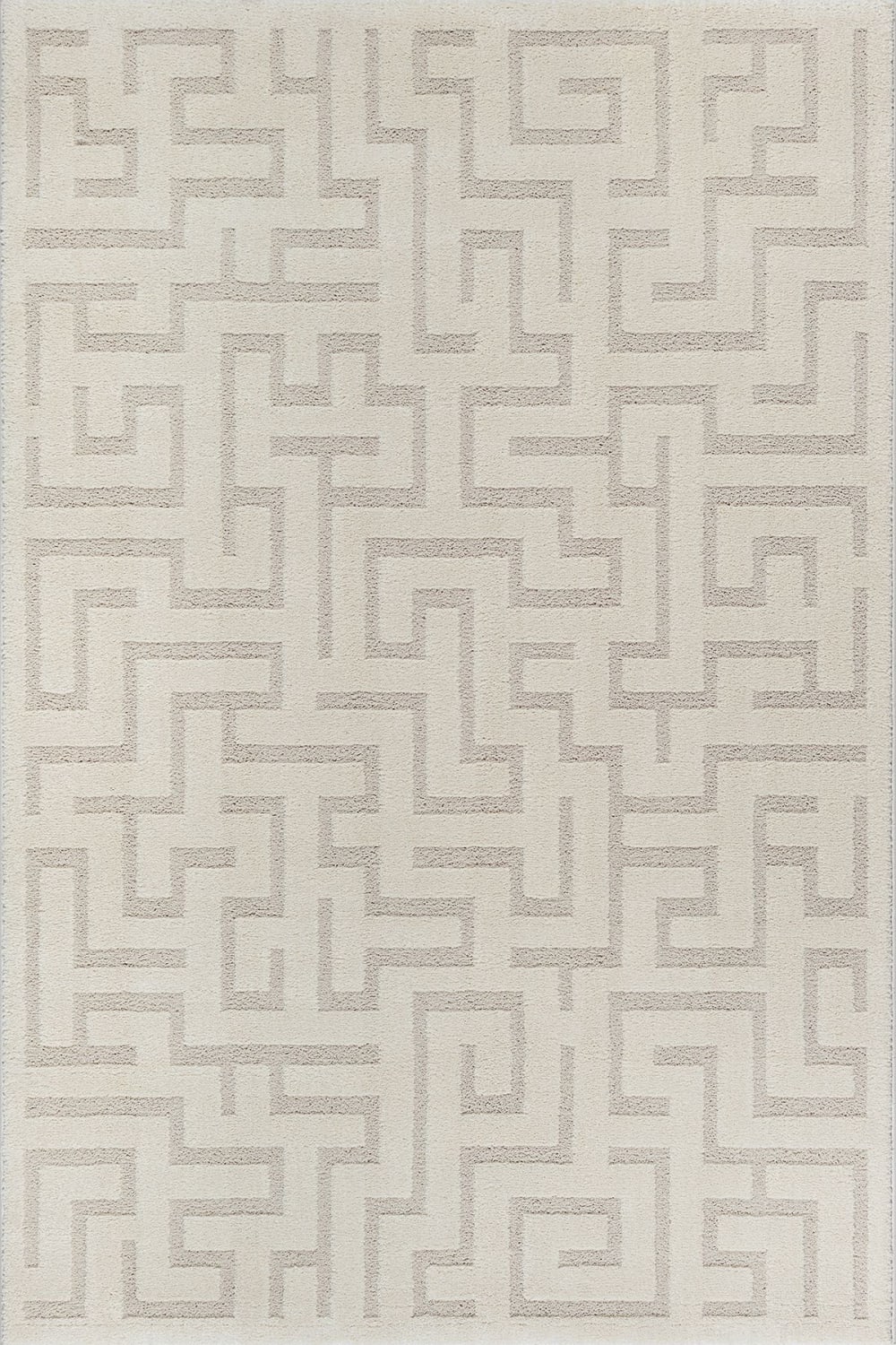 Tapis salon moderne géométrique doux, crème, 80 x 150 cm