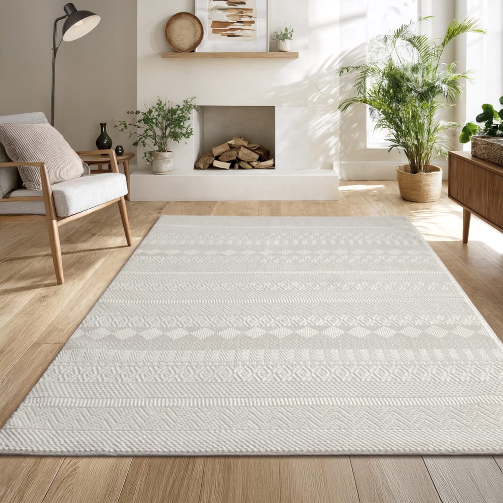 Tapis design moderne style uni durable, crème, 200 x 290 cm — vue 3