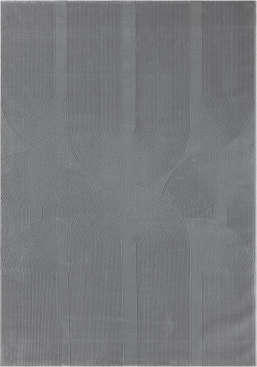 Tapis design salon moderne art curve durable, gris, 80 x 150 cm