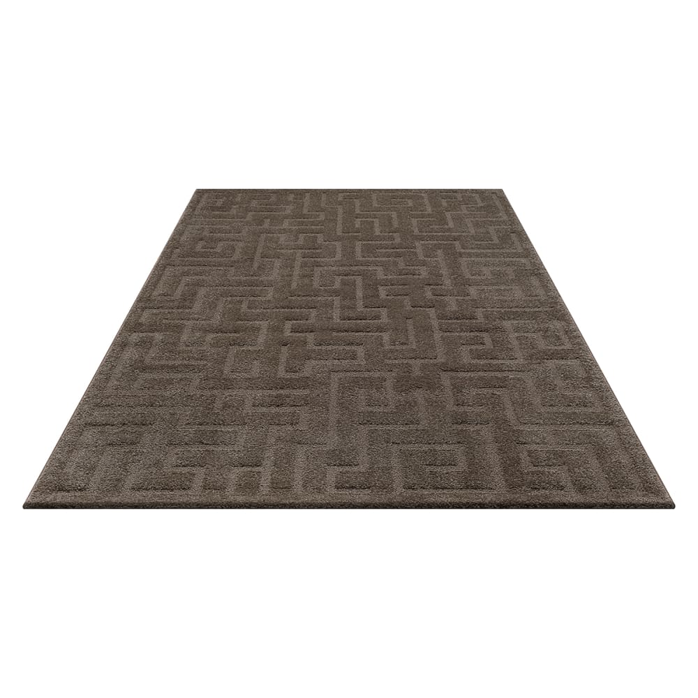 Tapis salon moderne géométrique doux, marron, 140 x 200 cm — vue 4