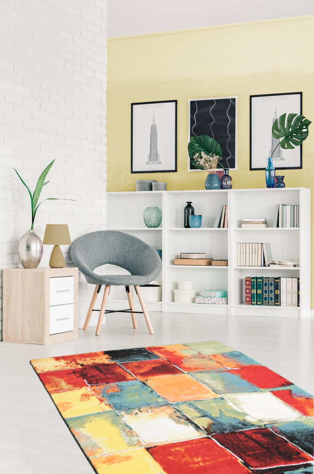 Tapis poils courts motif abstrait, multi, 80 x 150 cm — vue 3