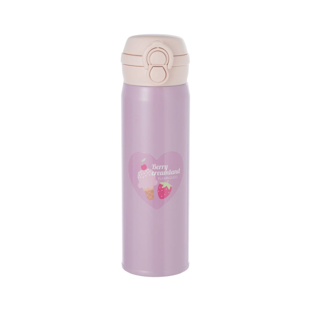 Flamingueo Kinder Thermoflasche mit Strohhalm auslaufsicher 480ml violett Edelstahl Kinder
