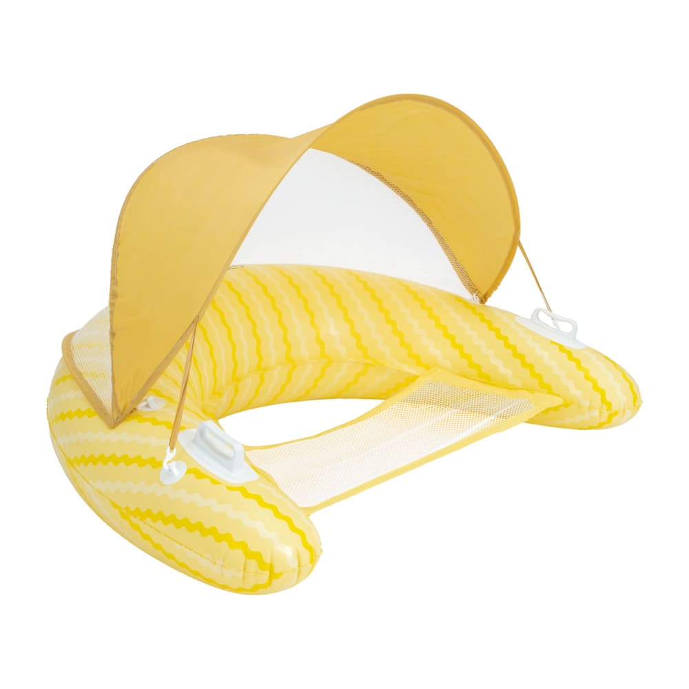 Flamingueo PVC Sitzschwimmer mit Netz und Sonnenschirm gelb - Pvc - Polyvinlychlorid