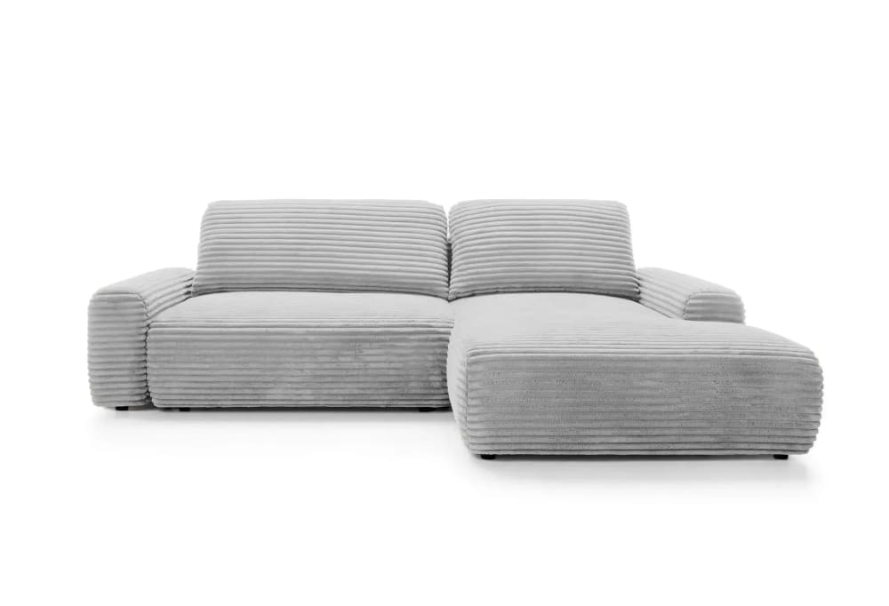 Canapé d'angle velours côtelé 4 places gris clair droit Canapé d'angle velours côtelé 4 places gris clair droit