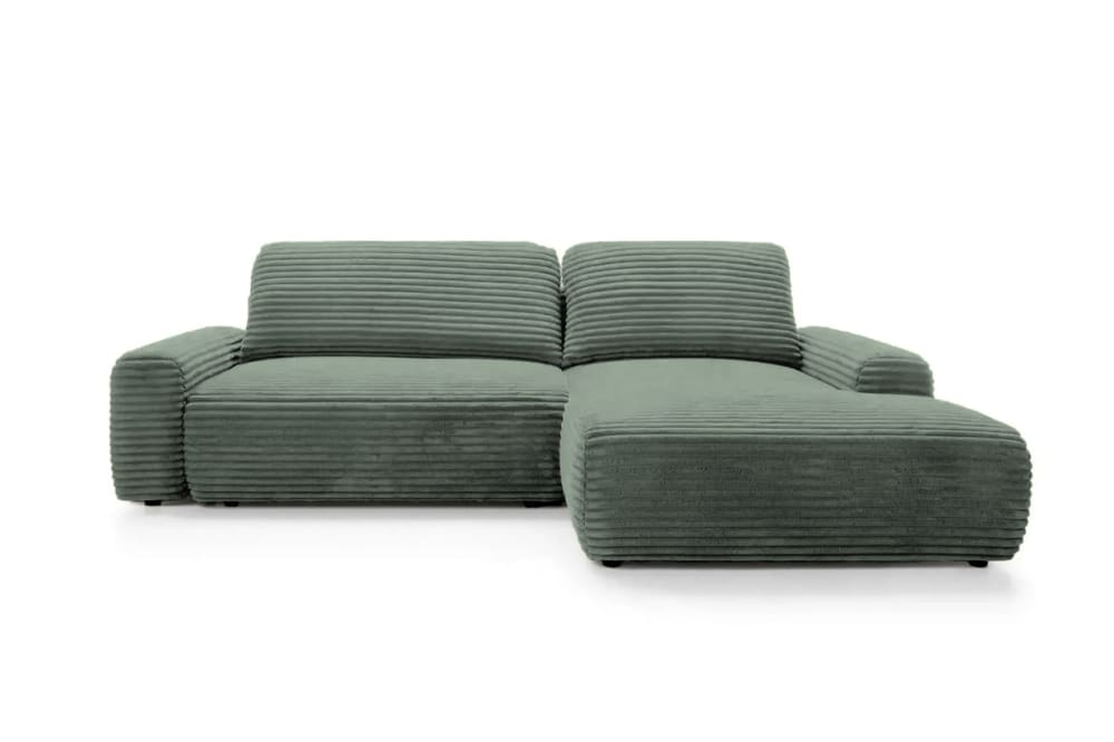Canapé d'angle velours côtelé 4 places vert droit