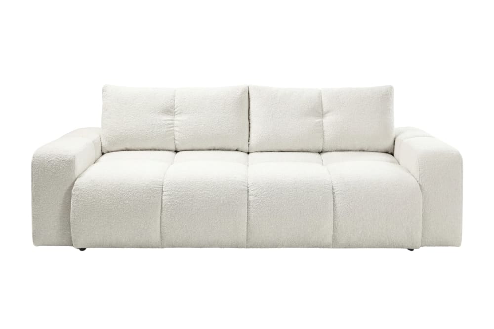 Canapé droit convertible tissu chenille 3 places beige