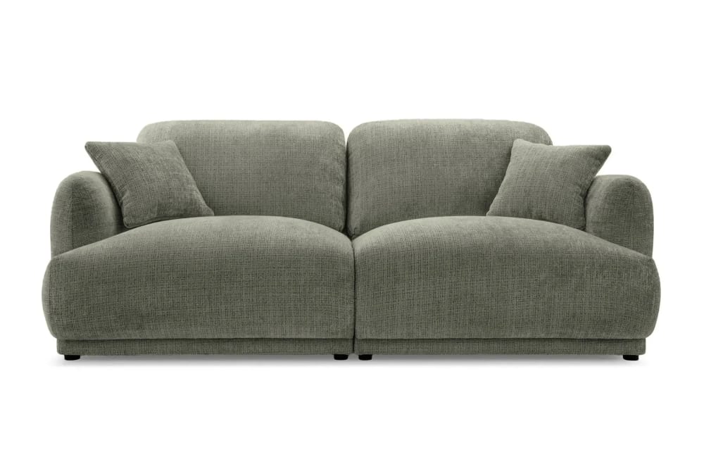 Canapé droit tissu chenille 2 places vert