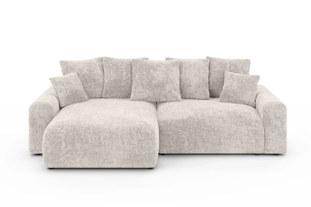Canapé d'angle convertible tissu chenille 4 places beige Canapé d'angle convertible tissu chenille 4 places beige