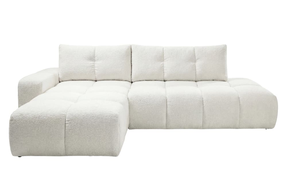Canapé d'angle tissu chenille 4 places beige droit