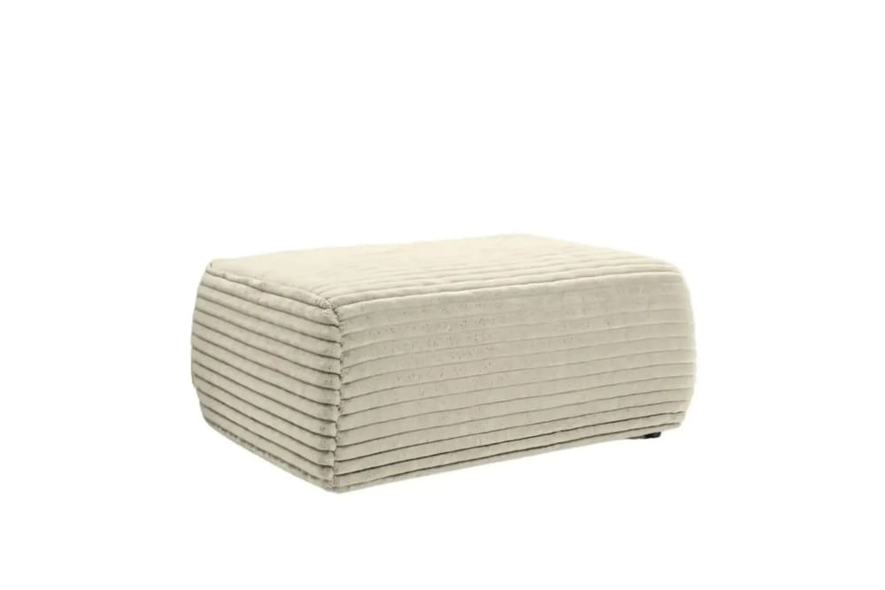 Pouf en velours côtelé beige 100x68x42