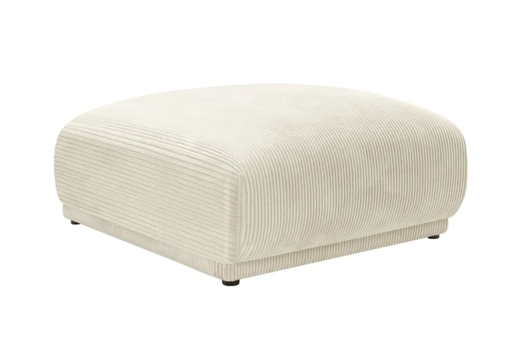 Pouf en velours côtelé beige 102x83x46