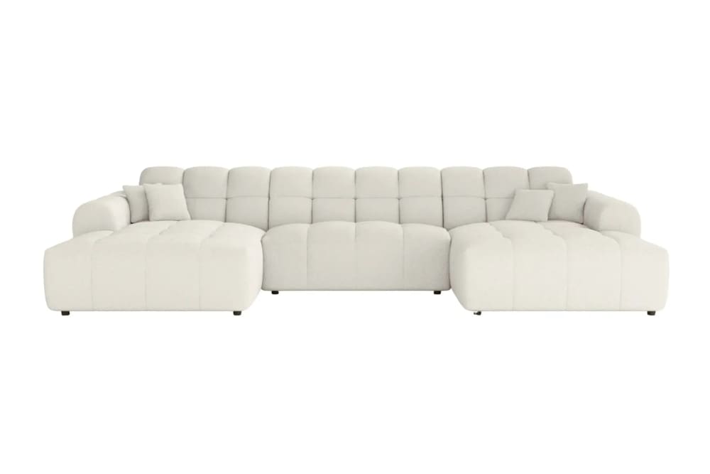 Canapé panoramique tissu bouclette 5 places beige Canapé panoramique tissu bouclette 5 places beige