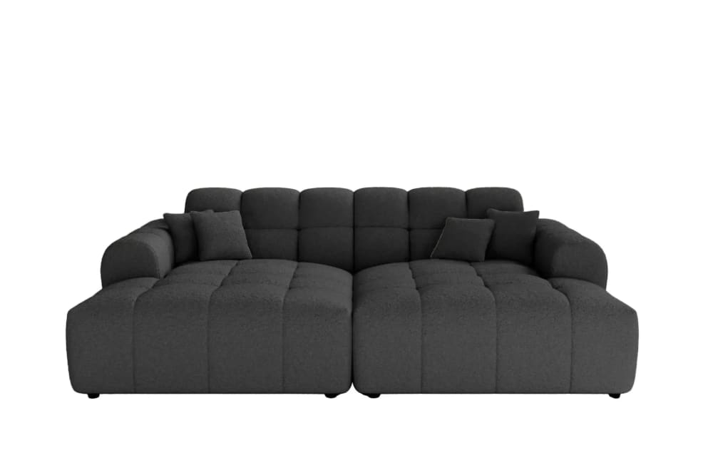 Canapé droit tissu bouclette 4 places noir