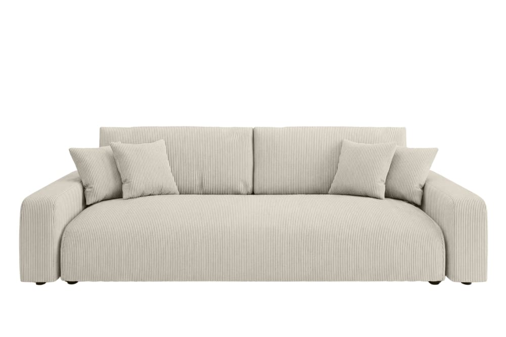 Canapé droit convertible velours côtelé 3 places beige Canapé droit convertible velours côtelé 3 places beige