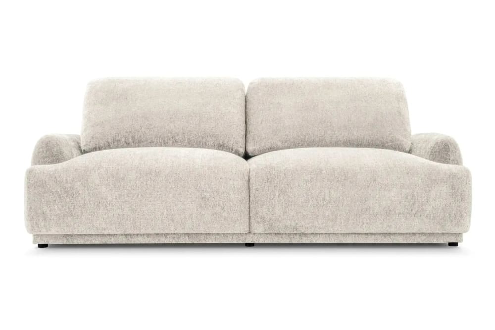 Canapé droit convertible tissu chenille 3 places beige