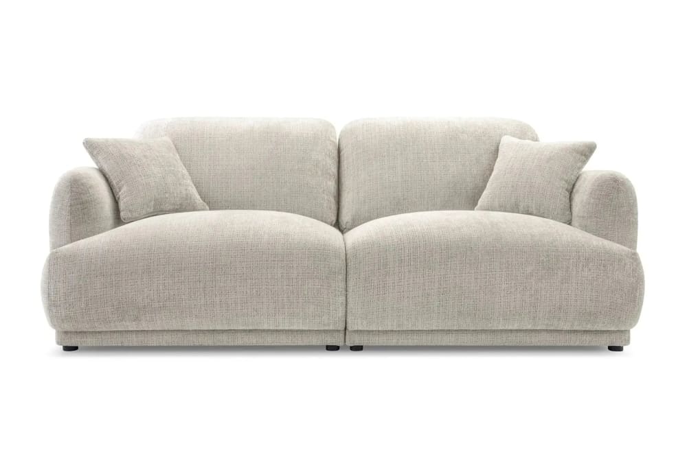 Canapé droit tissu chenille 2 places beige