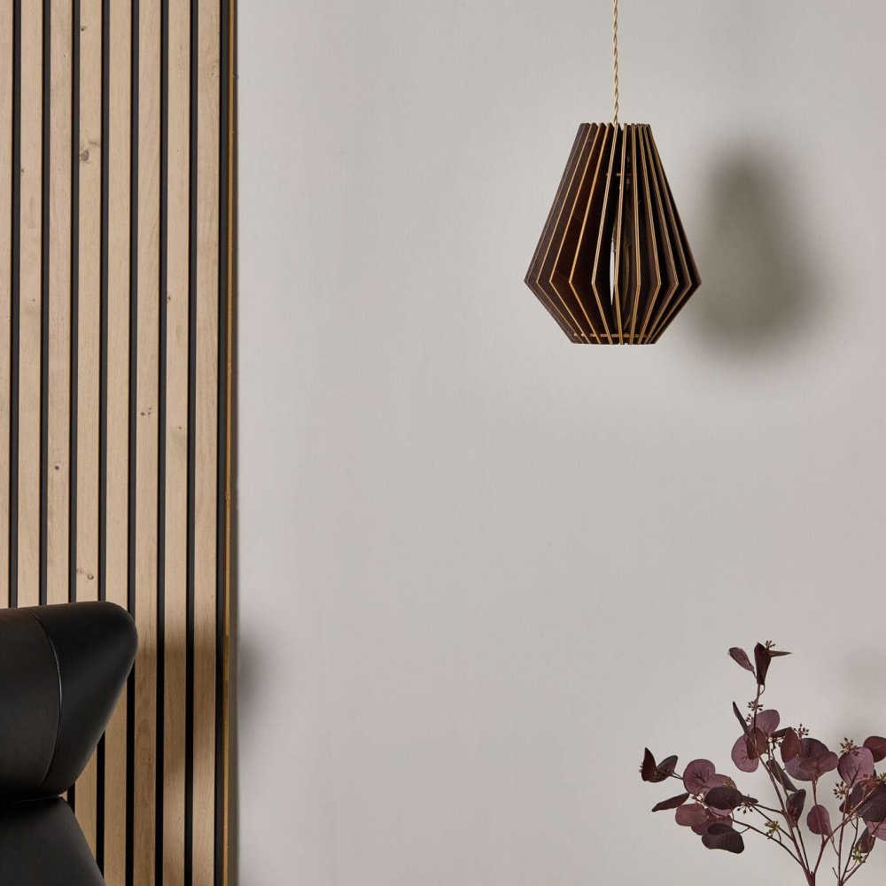 Suspension effet bois coloris chocolat — vue 3