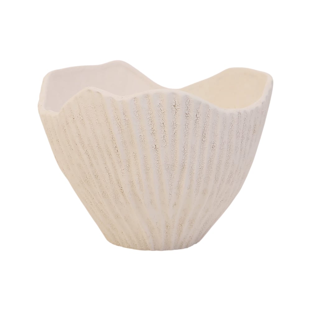 Coupe céramique déco texturé coquillage blanc 25 cm