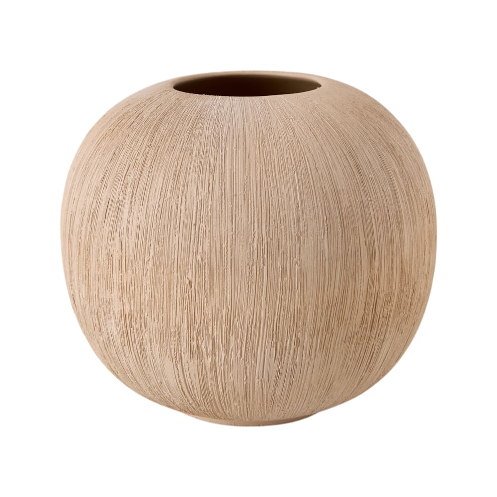 Vase céramique déco effet brossé beige 22cm