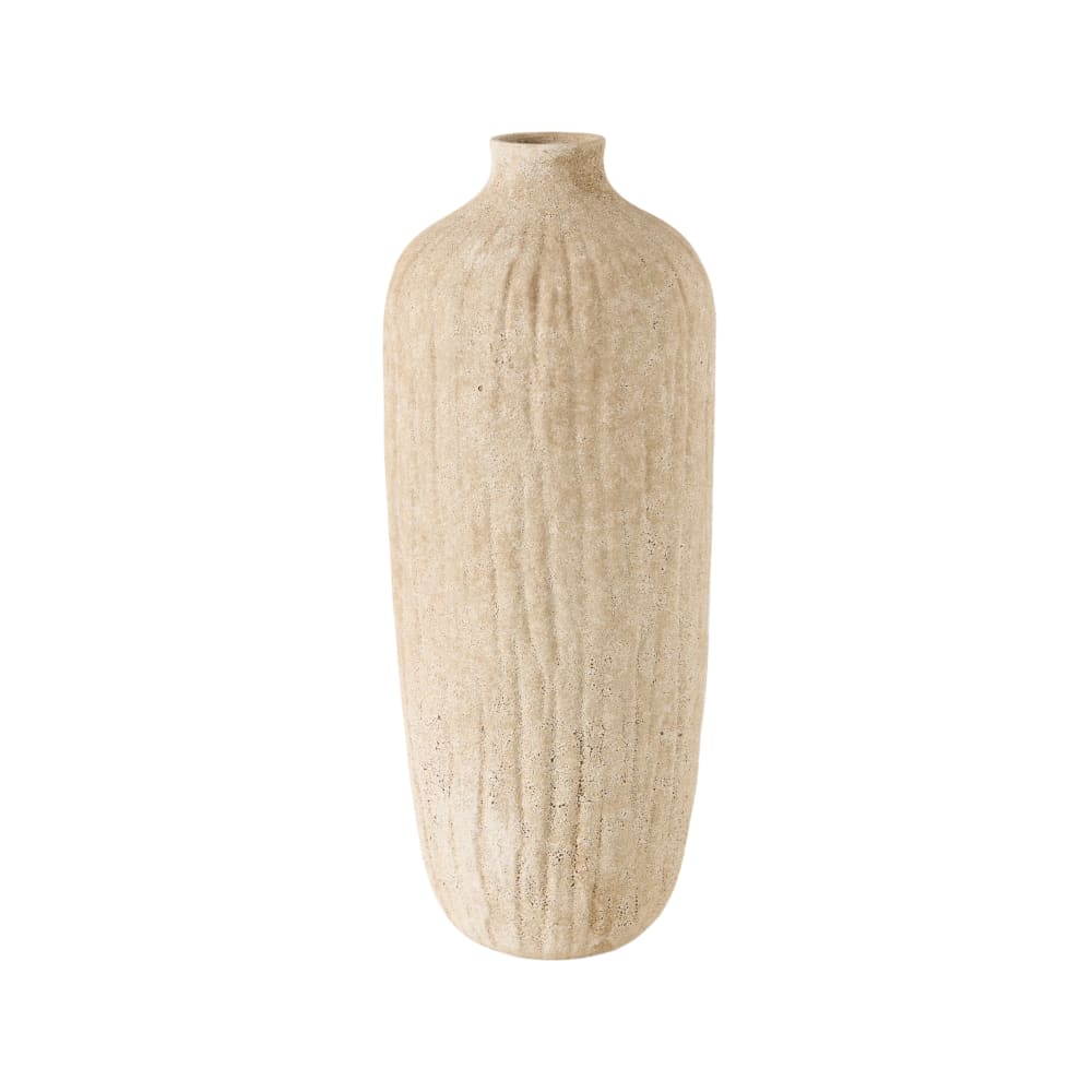 Grand vase céramique déco texturé 36 cm beige