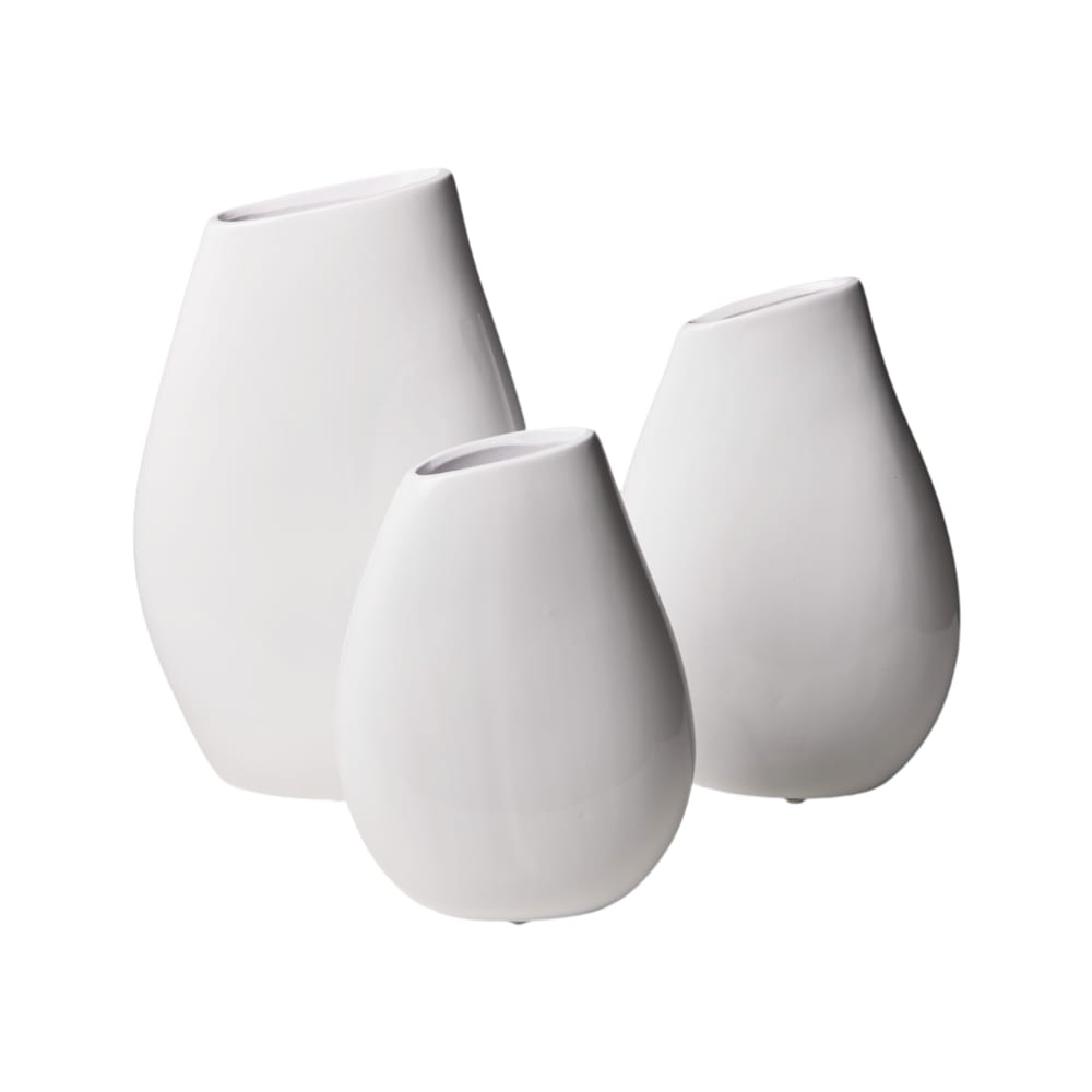 Set de 3 vases décoratifs en céramique blancs — Beyit