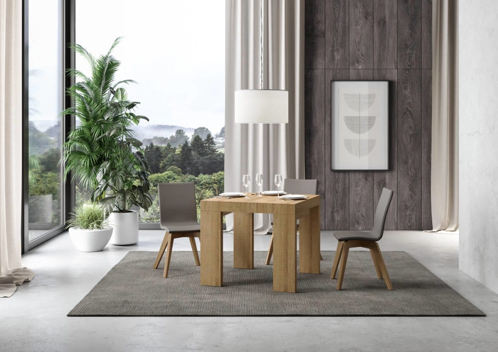 Ausziehtisch 90x90/246 cm in Holzoptik Eiche Natur - Maisons Du