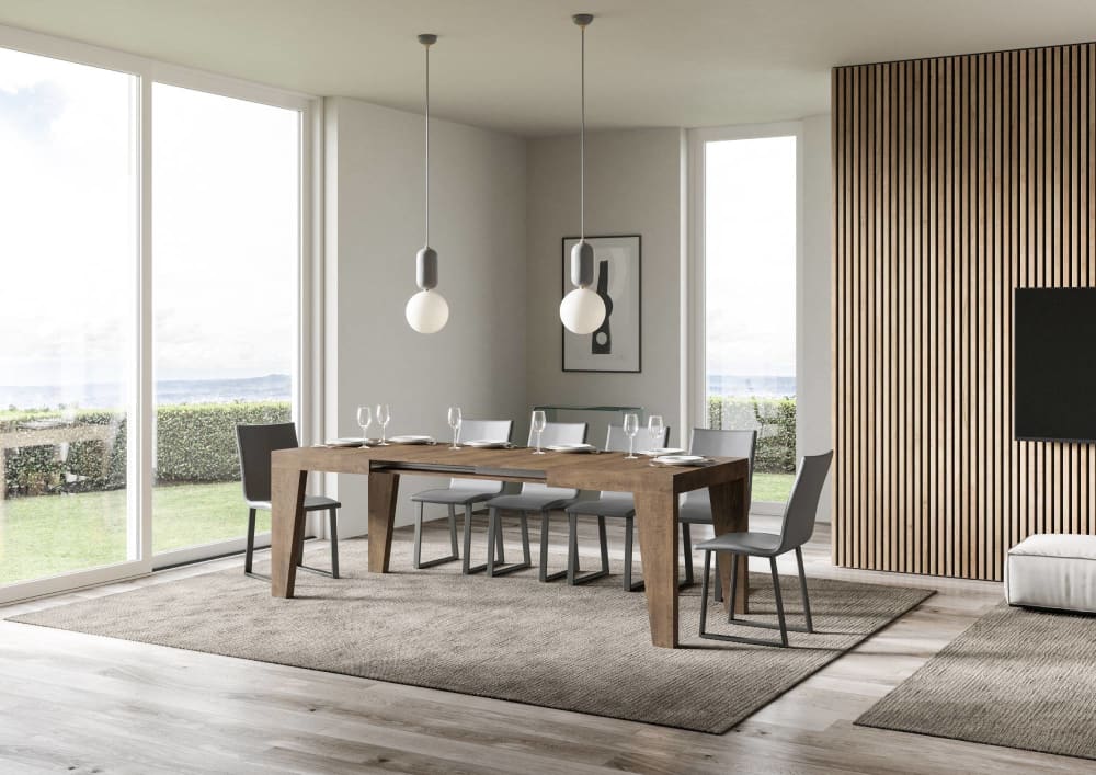 Ausziehtisch 90x130/390 cm in Holzoptik Nussbaumbraun - Maisons