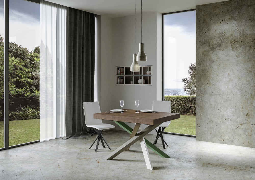 Ausziehtisch 90x130/390 cm in Holzoptik Nussbaumbraun, Eisen -