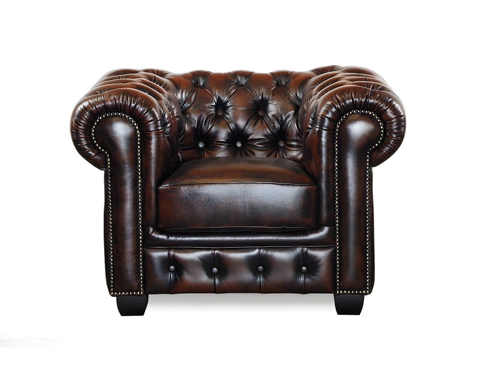 Fauteuil droit cuir pleine - fleur