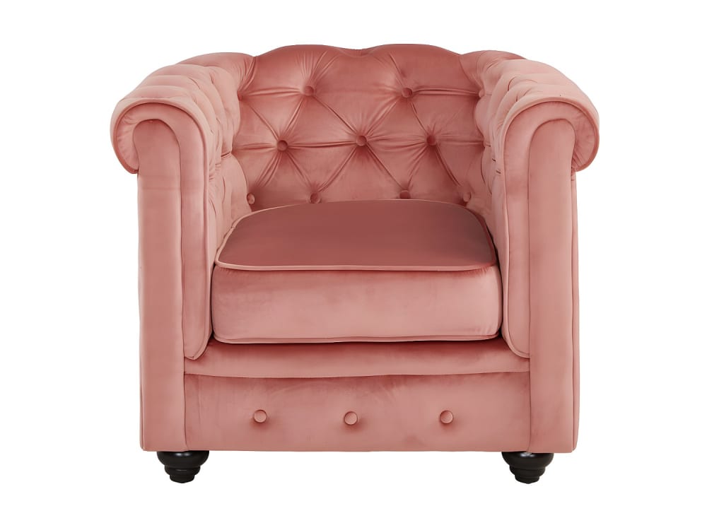 fauteuil droit velours - rose