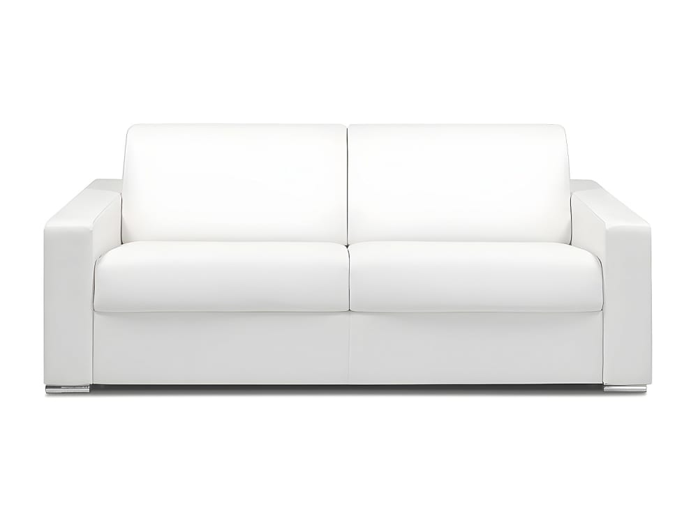 Canapé convertible simili 4 places blanc} Canapé convertible simili 4 places blanc}