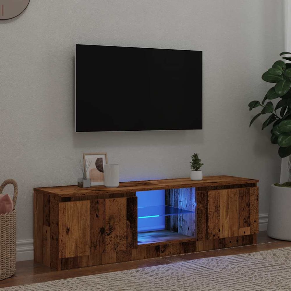 Meuble tv avec led bois marron 120x30x36 cm