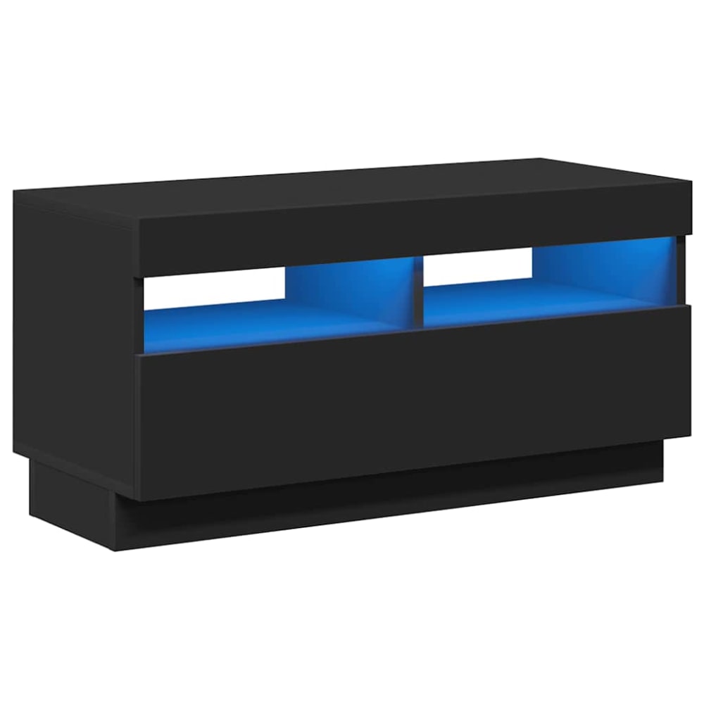 meuble tv avec led bois - noir