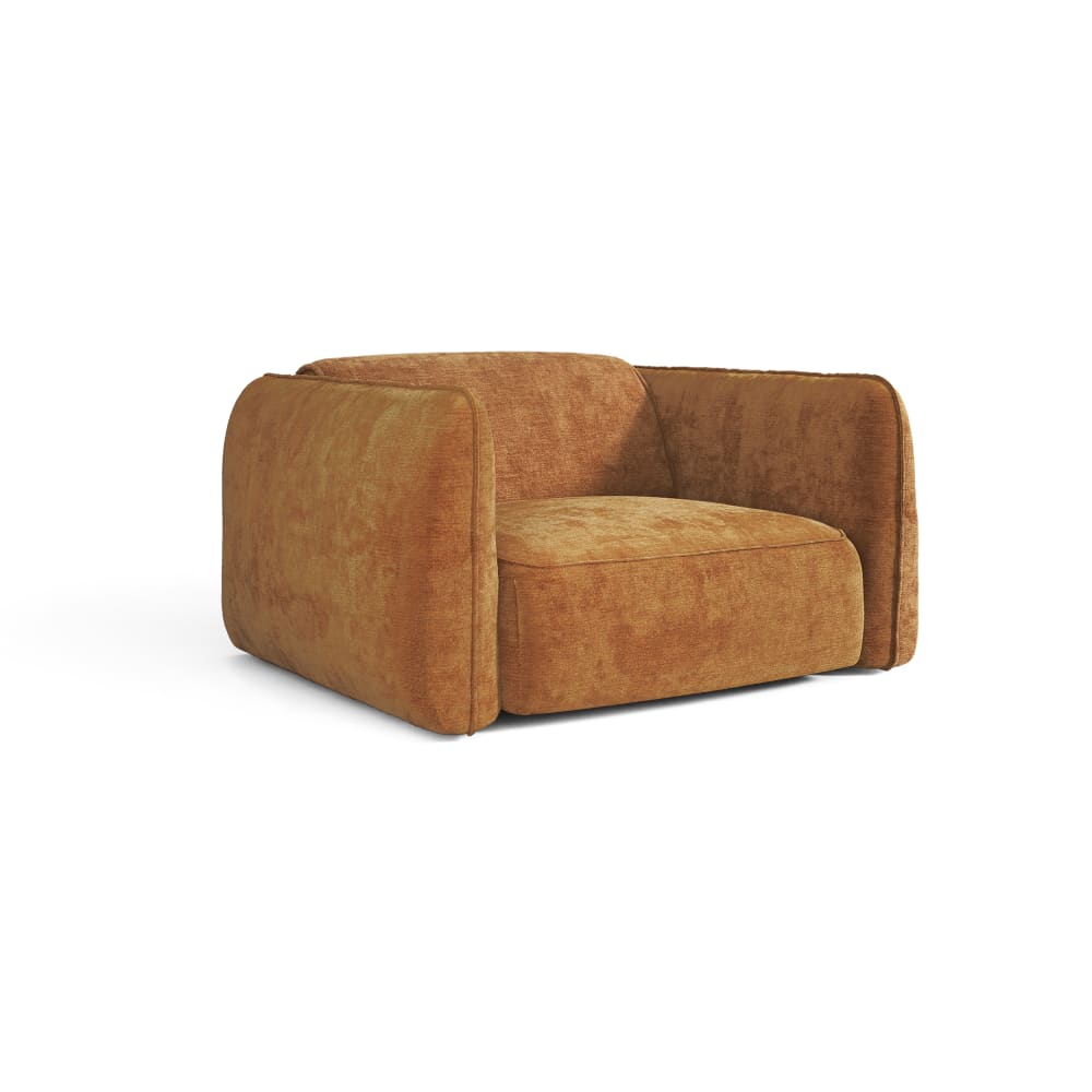 Fauteuil en velours gaufré caramel — Beyit