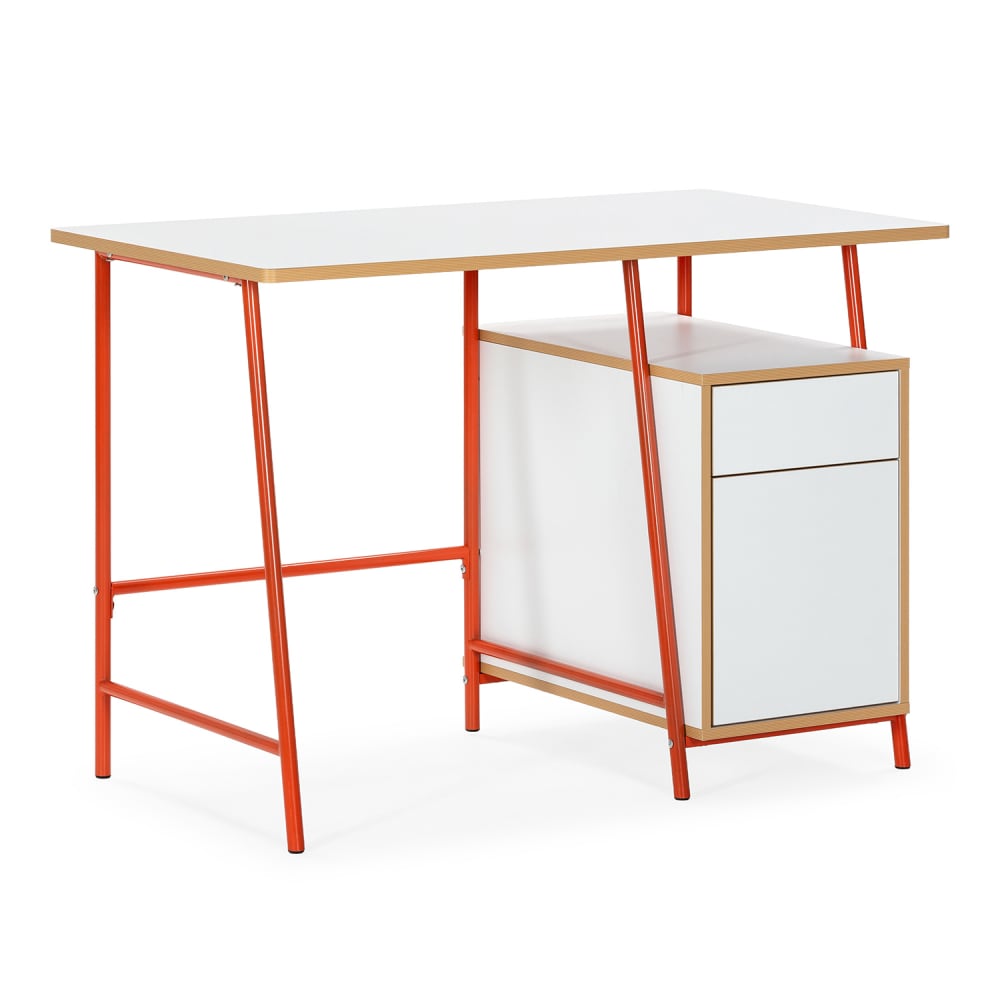 HOMN Schreibtisch mit 2 türen, Weiß style modern Weiß Spanplatte