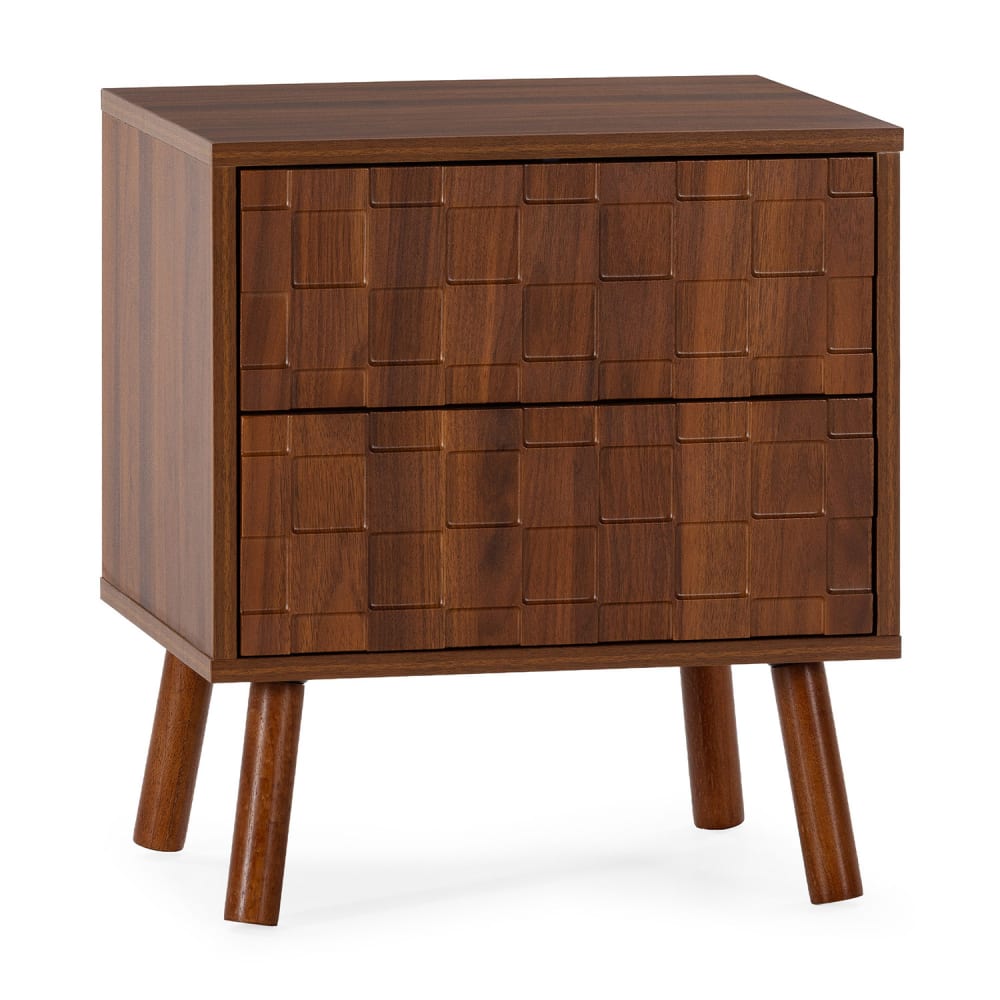Table de chevet 2 tiroirs effet Noyer
