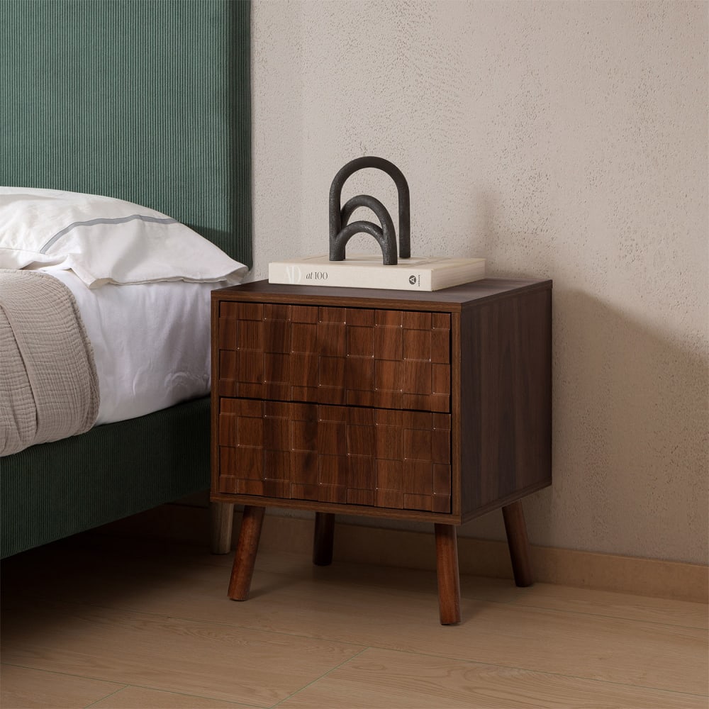 Nachttisch 2 Schubladen Walnuss-Optik - Maisons Du Monde